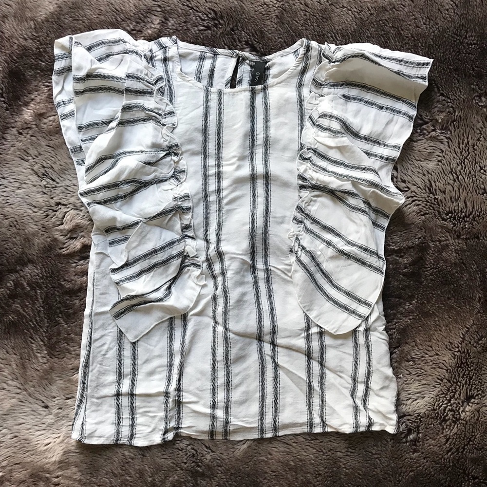 Y.A.S. Blue Stripe Flare Sleeve Shirt